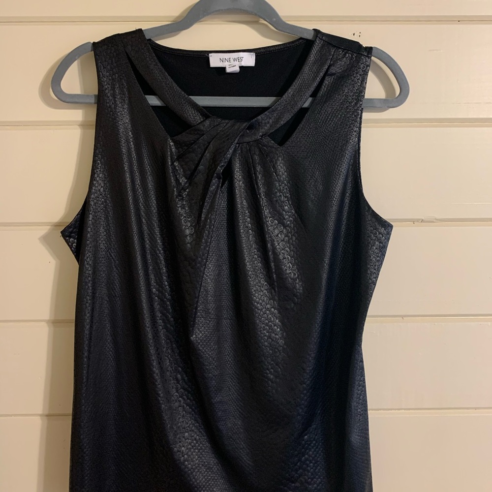Nine West Black Faux Leather Dressy Sleeveless Top